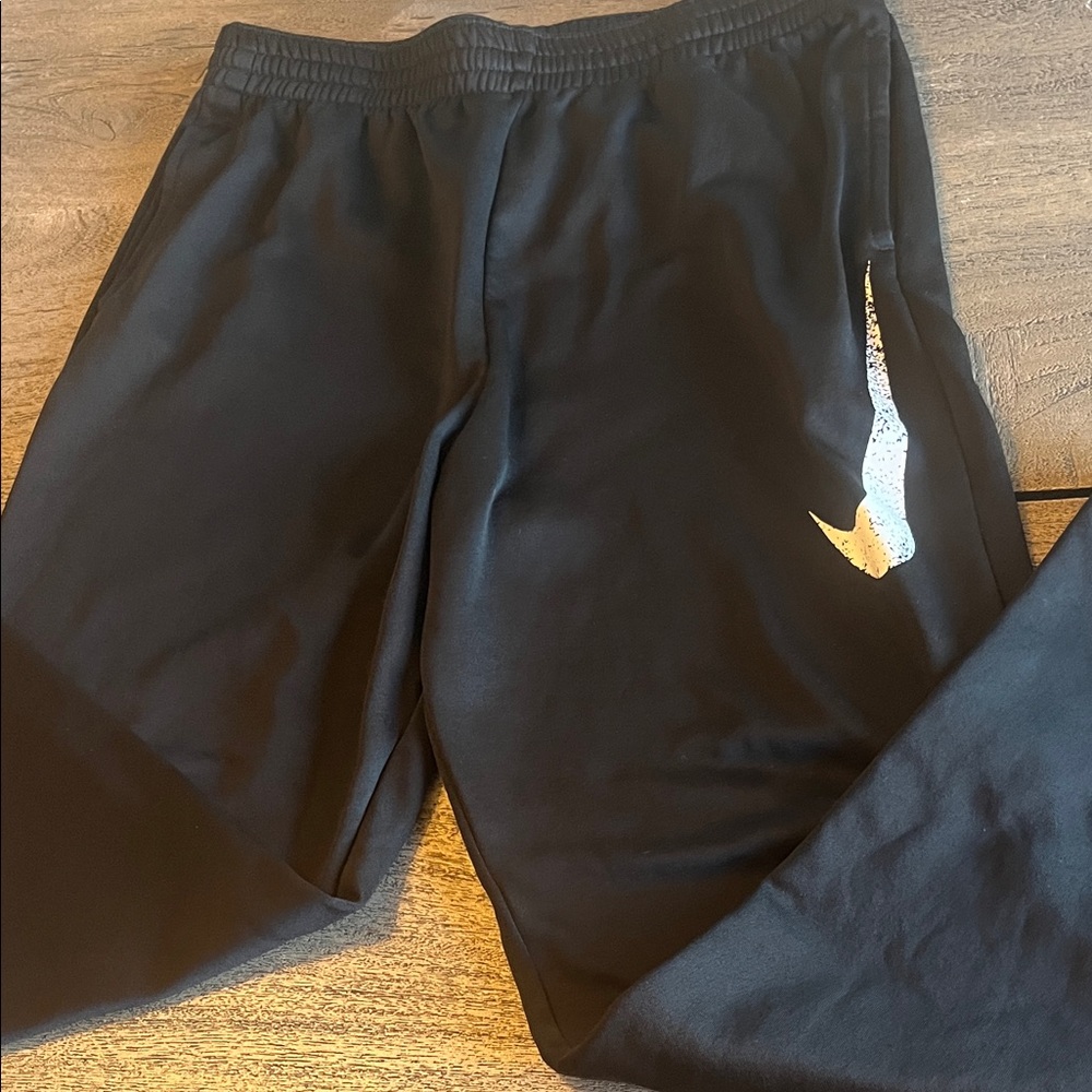 Nike Black Kids Joggers with White Swoosh Accent